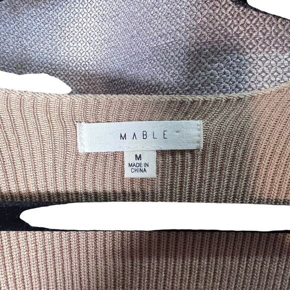 Mable Long Sleeve Mini Sweater Dress Womens M Brown Ribbed Knit Sweetheart Neck - Picture 3 of 7